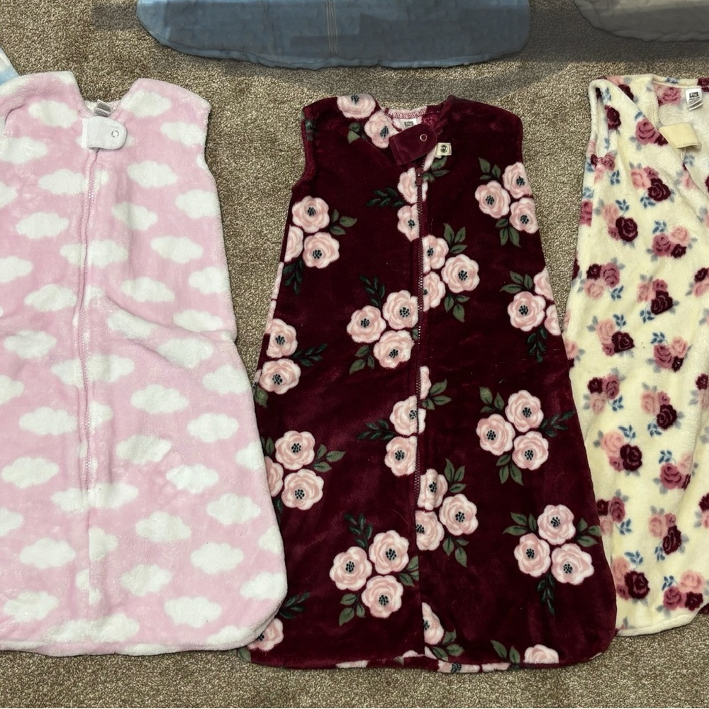 Hudson Baby set of 4 Baby Sleep Sacks Clouds and Floral designs 6-12months
